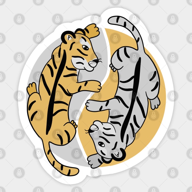 Yin Yang tigers Sticker by Antiope